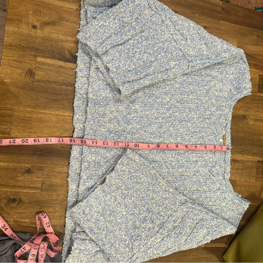 Free People Cropped Blue Short Sleeve Sweater Women's Sweater